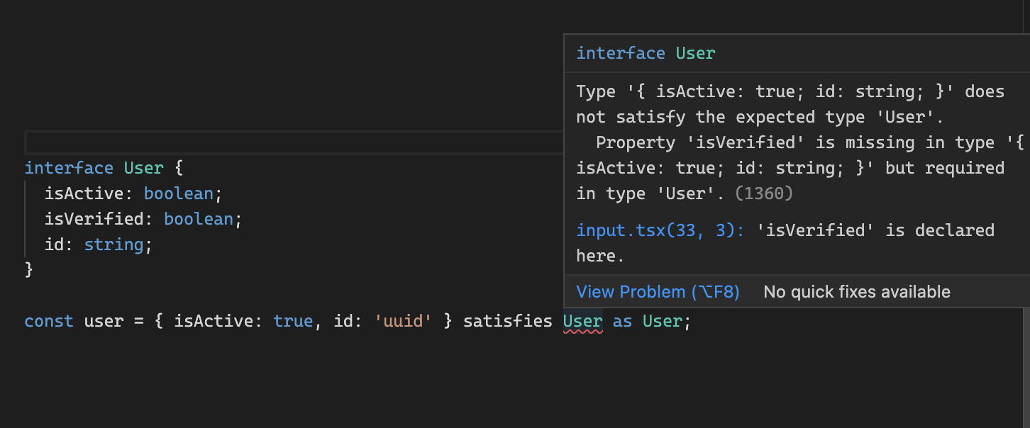 Satisfies Error Typescript